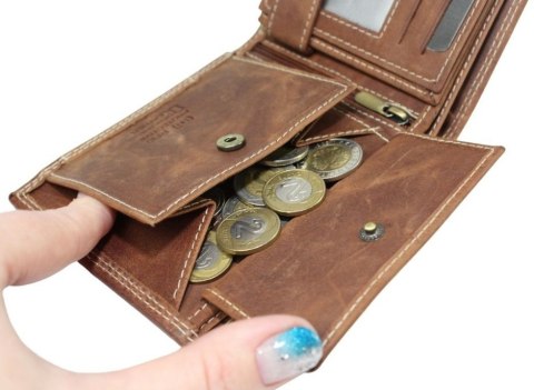 Portfel Męski Polska Galanteria (PL) Skóra Licowa Duży Poziomy Bez Zapięcia RFID N992 CZARNY 13 x 9,5 x 2,5 [cm]