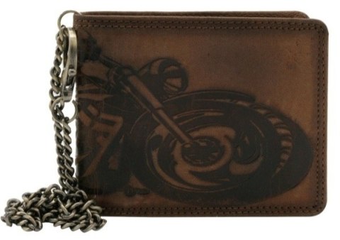 Portfel Męski Skóra Naturalna Peterson Duży Poziomy Z Łańcusziem N992C RFID KONIAKOWY ''MOTORCYCLE'' 12,5 x 10,5 x 3 [cm]