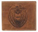 Portfel Męski Skórzany ALWAYS WILD Skóra Naturalna Poziomy Bez Zapięcia Dwa Skrzydełka N992 "MIŚ" KONIAKOWY 13 x 10 x 2 [cm]