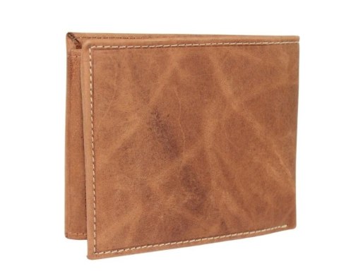 Portfel Męski Skórzany ALWAYS WILD Skóra Naturalna Poziomy Bez Zapięcia Dwa Skrzydełka N992 "MIŚ" KONIAKOWY 13 x 10 x 2 [cm]