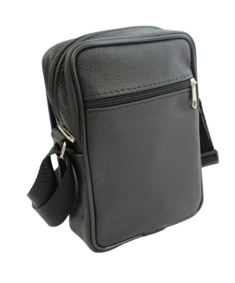 Skórzana Torba Na Ramię Pionowa GRETOS (PL) CZARNA Listonoszka Z Klapką 21 x 13 x 7 [cm]