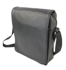 Skórzana Torba Na Ramię Pionowa GRETOS (PL) CZARNA Listonoszka Z Klapką 25 x 18 x 8 [cm]