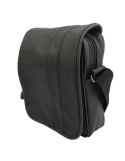 Skórzana Torba Na Ramię Pionowa GRETOS (PL) CZARNA Z PRZESZYCIAMI Listonoszka Z Klapką 25 x 18 x 8 [cm]