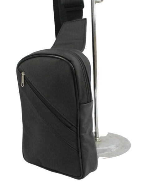 Torba Skórzana Na Ramię Nerka Barkówka Noszona Na Skos GRETOS (PL) CZARNA Praktyczna I Wygodna 27 x 17 x 5 [cm]