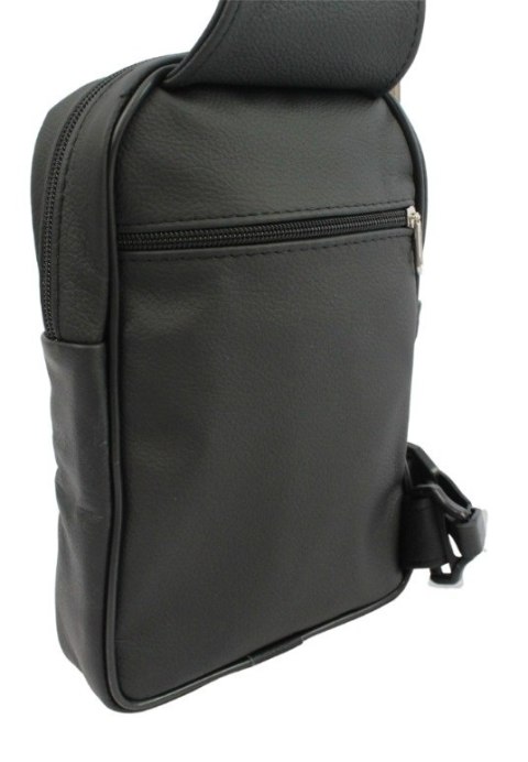 Torba Skórzana Na Ramię Nerka Barkówka Noszona Na Skos GRETOS (PL) CZARNA Praktyczna I Wygodna 27 x 17 x 5 [cm]