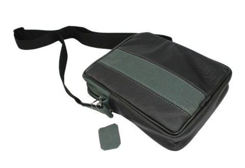 Torba męska skórzana GRETOS MAROUS (PL) Skóra Naturalna CZARNO-ZIELONA 25 x 17 x 6 [cm]