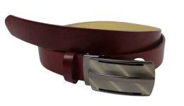 Wizytowy Pasek Skórzany 35 mm PAS-MAX (PL) Pełna Klamra AUTOMAT/SAMOZACISK Garnitur CZEREŚNIOWY K61 ASZ35/KASZ85