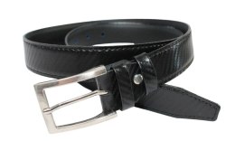 Pasek Skórzany GRETOS (PL) Skóra Licowa EXTRA 35 mm ,,Wzór CARBONOWY ,, CZARNY Gładki Klamra Tradycyjna