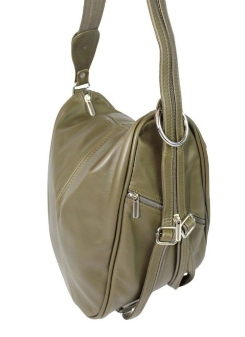 Plecak Skórzany ELKOR (PL) Jowita De Luxe Skóra Naturalna Licowa  OLIWKOWY Gładka Plecak Skórzany ELKOR (PL) Jowita De Luxe Skóra Naturalna Licowa  OLIWKOWY Gładka