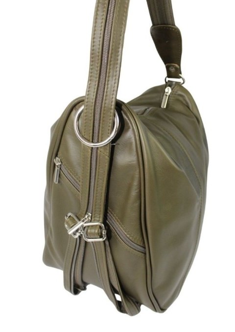 Plecak Skórzany ELKOR (PL) Jowita De Luxe Skóra Naturalna Licowa  OLIWKOWY Gładka Plecak Skórzany ELKOR (PL) Jowita De Luxe Skóra Naturalna Licowa  OLIWKOWY Gładka