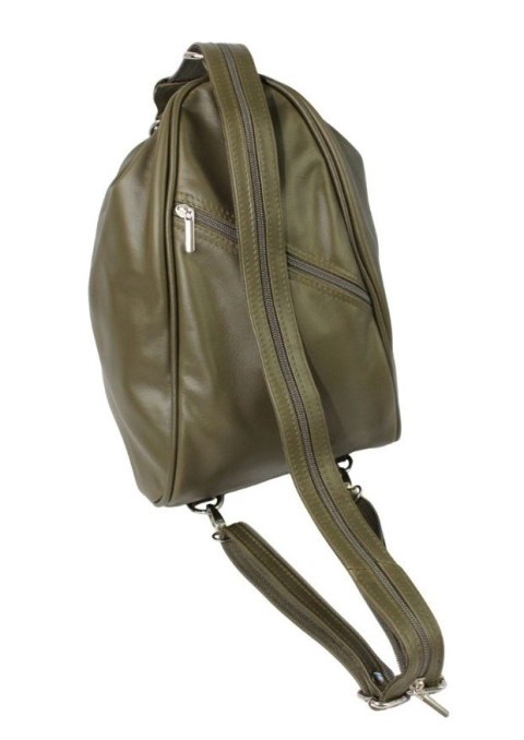 Plecak Skórzany ELKOR (PL) Jowita De Luxe Skóra Naturalna Licowa  OLIWKOWY Gładka Plecak Skórzany ELKOR (PL) Jowita De Luxe Skóra Naturalna Licowa  OLIWKOWY Gładka