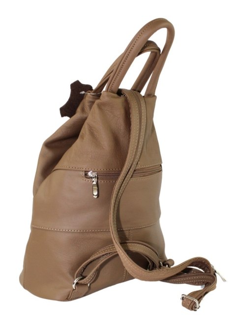 Plecak Skórzany PolskaGalanteria (PL) JOANNA Skóra Naturalna Licowa MLECZNA CZEKOLADA TRIO