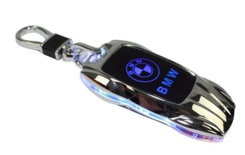 Praktyczna Elektryczna Zapalniczka Plazmowa USB Z Kablem Mikro USB Podświetlana BRELOK Do Kluczyków Samochodowych BMW SREBRNA