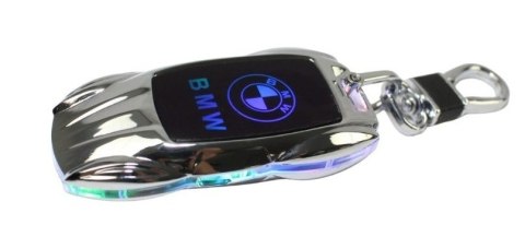 Praktyczna Elektryczna Zapalniczka Plazmowa USB Z Kablem Mikro USB Podświetlana BRELOK Do Kluczyków Samochodowych BMW SREBRNA