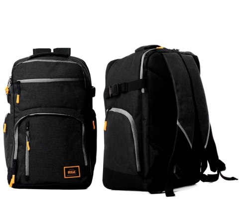 Wytrzymały Plecak Podróżny RGL PL01 CZARNO SZARY 40 x 30 x 20 [cm] 24 Litry do samolotu WIZZAIR
