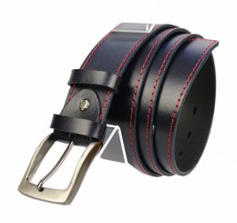 Pasek Męski Skórzany PAS-MAX (PL) Skóra Naturalna DW EXTRA 40 mm GRANATOWY Z Czerwoną Nitką K82