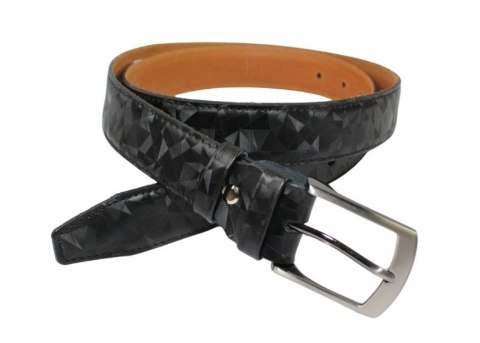 Pasek Skórzany GRETOS (PL) Skóra Licowa EXTRA 35 mm ,,Wzór GEOMETRYCZNY ,, CZARNY Gładki Klamra Tradycyjna Pasek Skórzany GRETOS (PL) Skóra Licowa EXTRA 35 mm ,,Wzór GEOMETRYCZNY ,, CZARNY Gładki Klamra Tradycyjna