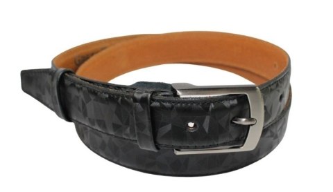 Pasek Skórzany GRETOS (PL) Skóra Licowa EXTRA 35 mm ,,Wzór GEOMETRYCZNY ,, CZARNY Gładki Klamra Tradycyjna Pasek Skórzany GRETOS (PL) Skóra Licowa EXTRA 35 mm ,,Wzór GEOMETRYCZNY ,, CZARNY Gładki Klamra Tradycyjna