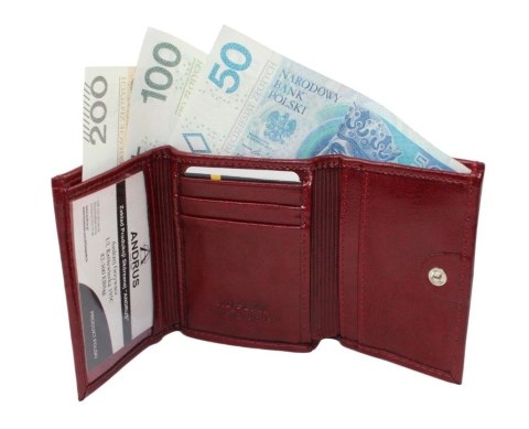 Portfel Damski ANDRUS (PL) Suwak Skóra Naturalna RFID 11 x 8,5 x 3,5 [cm]