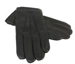 Rękawiczki Męskie PolskaGalanteria Ocieplane Z Ciemnym Ściągaczem Ze Skóry Renifera Rozmiar 10 1/2 CZARNE