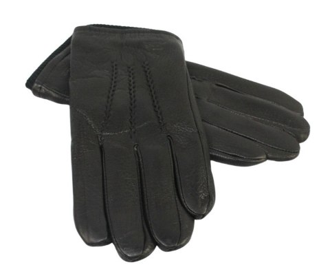 Rękawiczki Męskie PolskaGalanteria Ocieplane Z Ciemnym Ściągaczem Ze Skóry Renifera Rozmiar 12 CZARNE