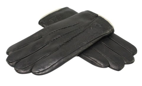 Rękawiczki Męskie PolskaGalanteria Ocieplane Z Jasnym Ściągaczem Ze Skóry Renifera Rozmiar 10 CZARNE