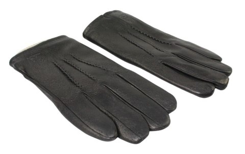 Rękawiczki Męskie PolskaGalanteria Ocieplane Z Jasnym Ściągaczem Ze Skóry Renifera Rozmiar 11 1/2 CZARNE