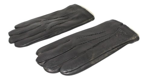 Rękawiczki Męskie PolskaGalanteria Ocieplane Z Jasnym Ściągaczem Ze Skóry Renifera Rozmiar 11 1/2 CZARNE