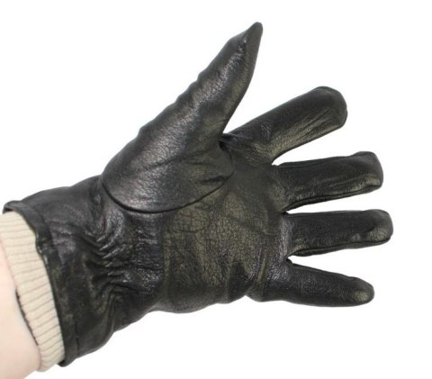 Rękawiczki Męskie PolskaGalanteria Ocieplane Z Jasnym Ściągaczem Ze Skóry Renifera Rozmiar 11 1/2 CZARNE