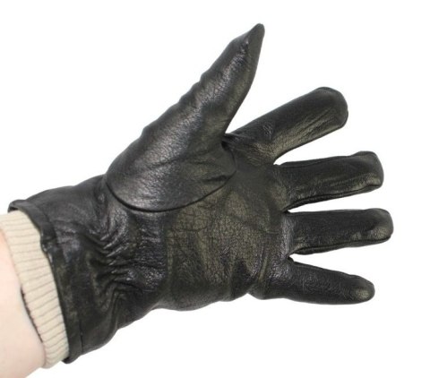 Rękawiczki Męskie PolskaGalanteria Ocieplane Z Jasnym Ściągaczem Ze Skóry Renifera Rozmiar 11 CZARNE