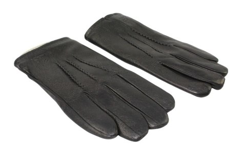 Rękawiczki Męskie PolskaGalanteria Ocieplane Z Jasnym Ściągaczem Ze Skóry Renifera Rozmiar 12 CZARNE