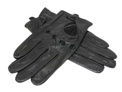 Rękawiczki Skórzane Samochodowe Z wycięciami PolskaGalanteria Ze Skóry Cielęcej Rozmiar 11 1/2 CZARNE