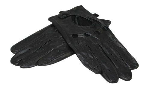 Rękawiczki Skórzane Samochodowe Z wycięciami PolskaGalanteria Ze Skóry Cielęcej Rozmiar 11 1/2 CZARNE