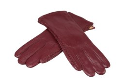 Skórzane Ocieplane Rękawiczki Damskie PolskaGalanteria.pl Ze Skóry Naturalnej BURGUND Rozmiar 9