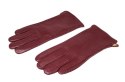 Skórzane Ocieplane Rękawiczki Damskie PolskaGalanteria.pl Ze Skóry Naturalnej BURGUND Rozmiar 9