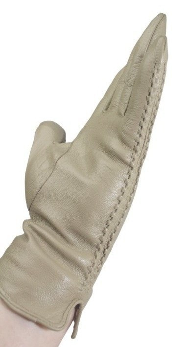 Skórzane Ocieplane Rękawiczki Damskie PolskaGalanteria.pl Ze Skóry Naturalnej CAPPUCINO o Rozmiar 8