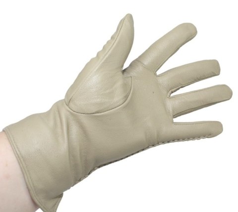 Skórzane Ocieplane Rękawiczki Damskie PolskaGalanteria.pl Ze Skóry Naturalnej CAPPUCINO o Rozmiar 8