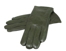 Skórzane Ocieplane Rękawiczki Damskie PolskaGalanteria.pl Ze Skóry Naturalnej CIEMNE OLIWKOWE Rozmiar 7 