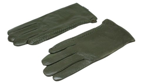 Skórzane Ocieplane Rękawiczki Damskie PolskaGalanteria.pl Ze Skóry Naturalnej CIEMNE OLIWKOWE Rozmiar 8 1/2 