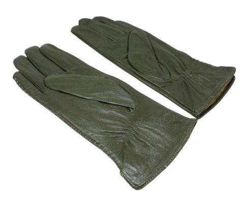 Skórzane Ocieplane Rękawiczki Damskie PolskaGalanteria.pl Ze Skóry Naturalnej CIEMNE OLIWKOWE Rozmiar 8 1/2 