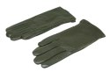 Skórzane Ocieplane Rękawiczki Damskie PolskaGalanteria.pl Ze Skóry Naturalnej CIEMNE OLIWKOWE Rozmiar 8 