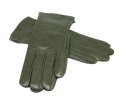 Skórzane Ocieplane Rękawiczki Damskie PolskaGalanteria.pl Ze Skóry Naturalnej CIEMNE OLIWKOWE Rozmiar 9