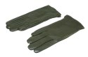 Skórzane Ocieplane Rękawiczki Damskie PolskaGalanteria.pl Ze Skóry Naturalnej CIEMNE OLIWKOWE Rozmiar 9