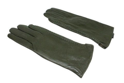 Skórzane Ocieplane Rękawiczki Damskie PolskaGalanteria.pl Ze Skóry Naturalnej CIEMNE OLIWKOWE Rozmiar 9