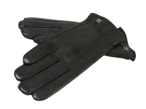 Skórzane Ocieplane Rękawiczki Damskie PolskaGalanteria.pl Ze Skóry Naturalnej Renifera Z Górnym Ściągaczem CZARNE Rozmiar 6 1/2