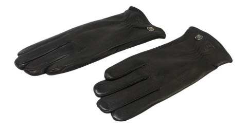 Skórzane Ocieplane Rękawiczki Damskie PolskaGalanteria.pl Ze Skóry Naturalnej Renifera Z Górnym Ściągaczem CZARNE Rozmiar 6 1/2