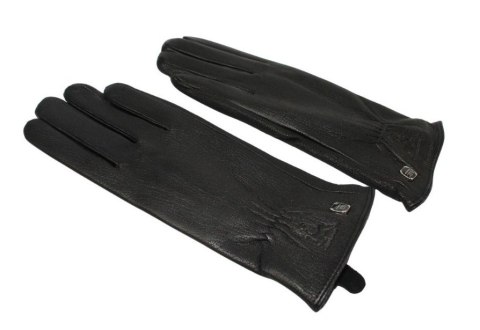 Skórzane Ocieplane Rękawiczki Damskie PolskaGalanteria.pl Ze Skóry Naturalnej Renifera Z Górnym Ściągaczem CZARNE Rozmiar 7