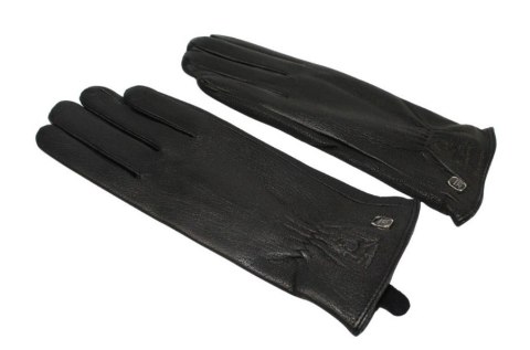 Skórzane Ocieplane Rękawiczki Damskie PolskaGalanteria.pl Ze Skóry Naturalnej Renifera Z Górnym Ściągaczem CZARNE Rozmiar 8