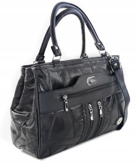 Torebka Skórzana CONVEY (PL) 0074 Torebka Klasyczna Listonoszka Skóra Cielęca CZARNA 33 x 23 x 11 [cm]