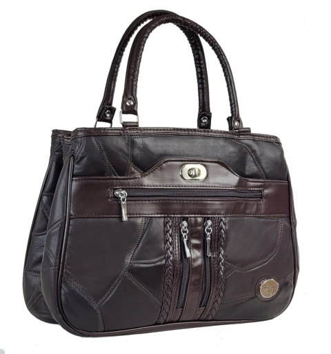 Torebka Skórzana CONVEY (PL) 0074 Torebka Klasyczna Listonoszka Skóra Cielęca CZEKOLADOWA 33 x 23 x 11 [cm]